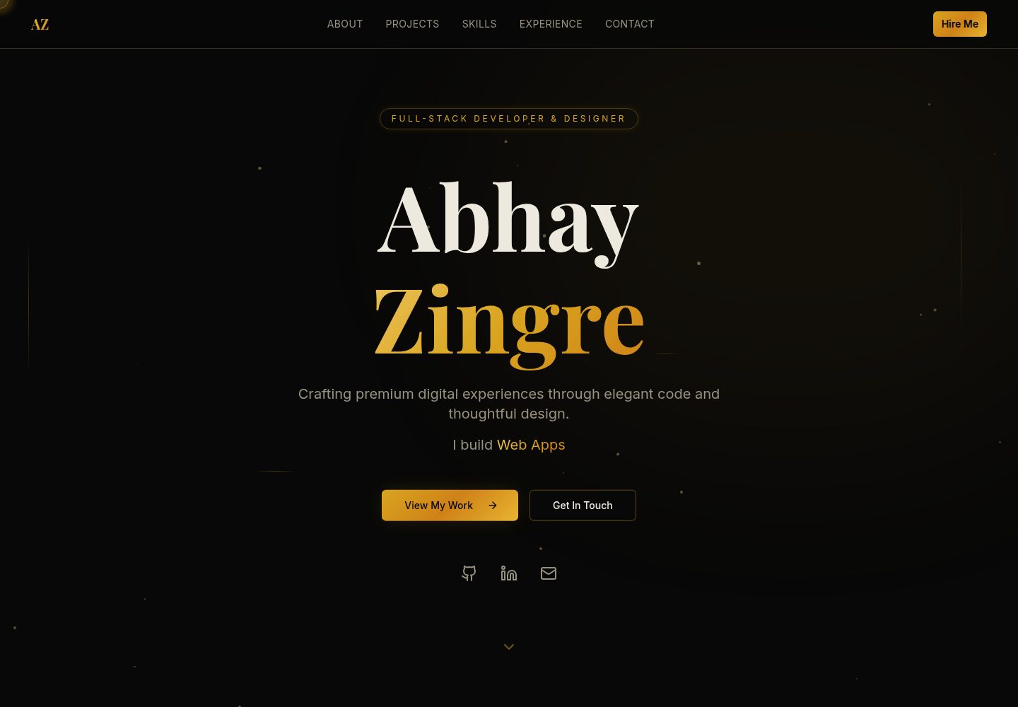 Abhay Zingre public website screenshot