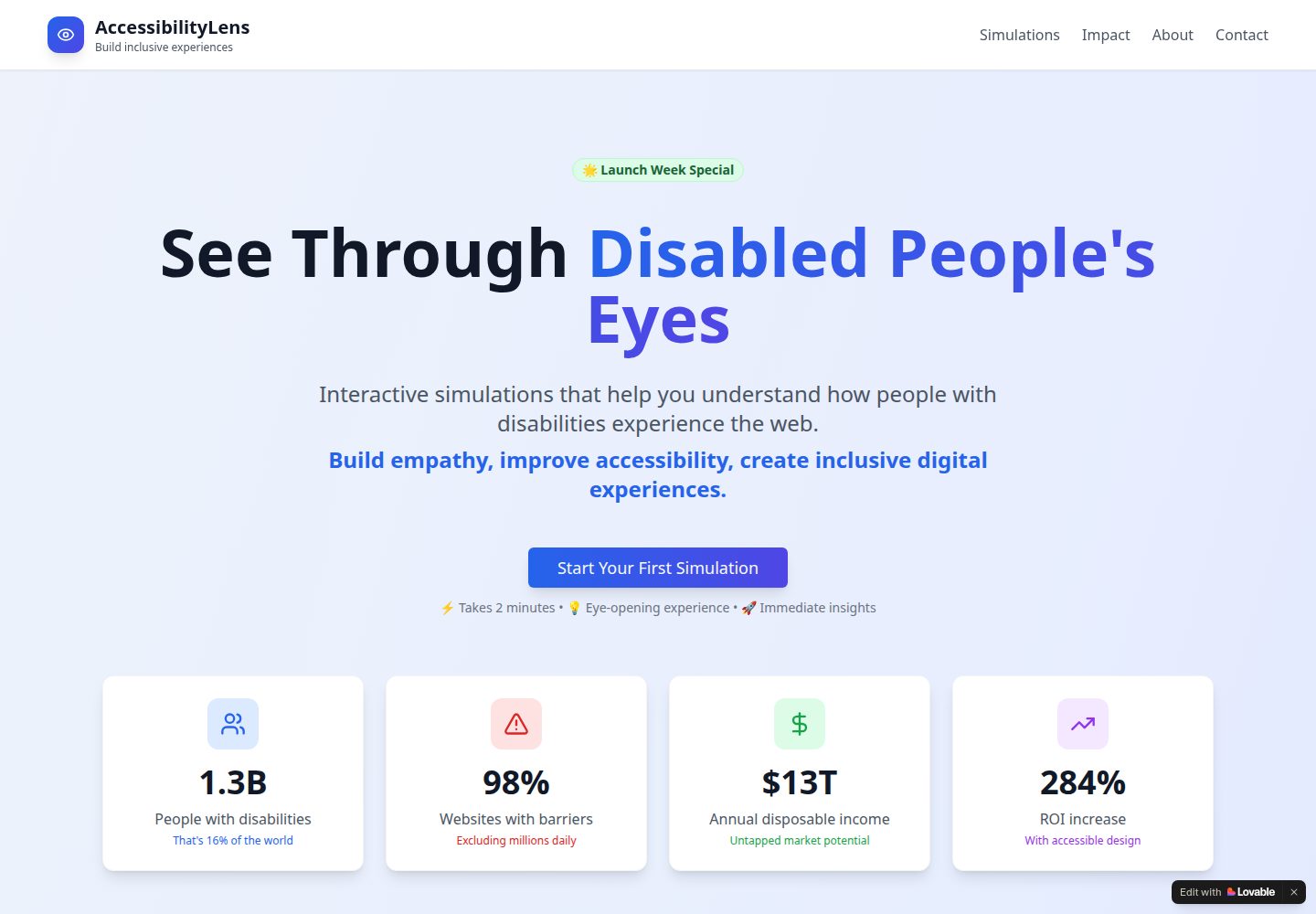 AccessibilityLens public website screenshot