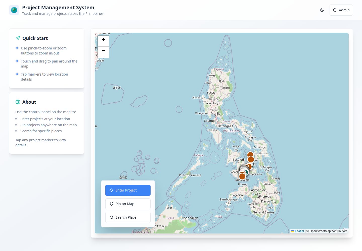 ACU Project Management System public website screenshot