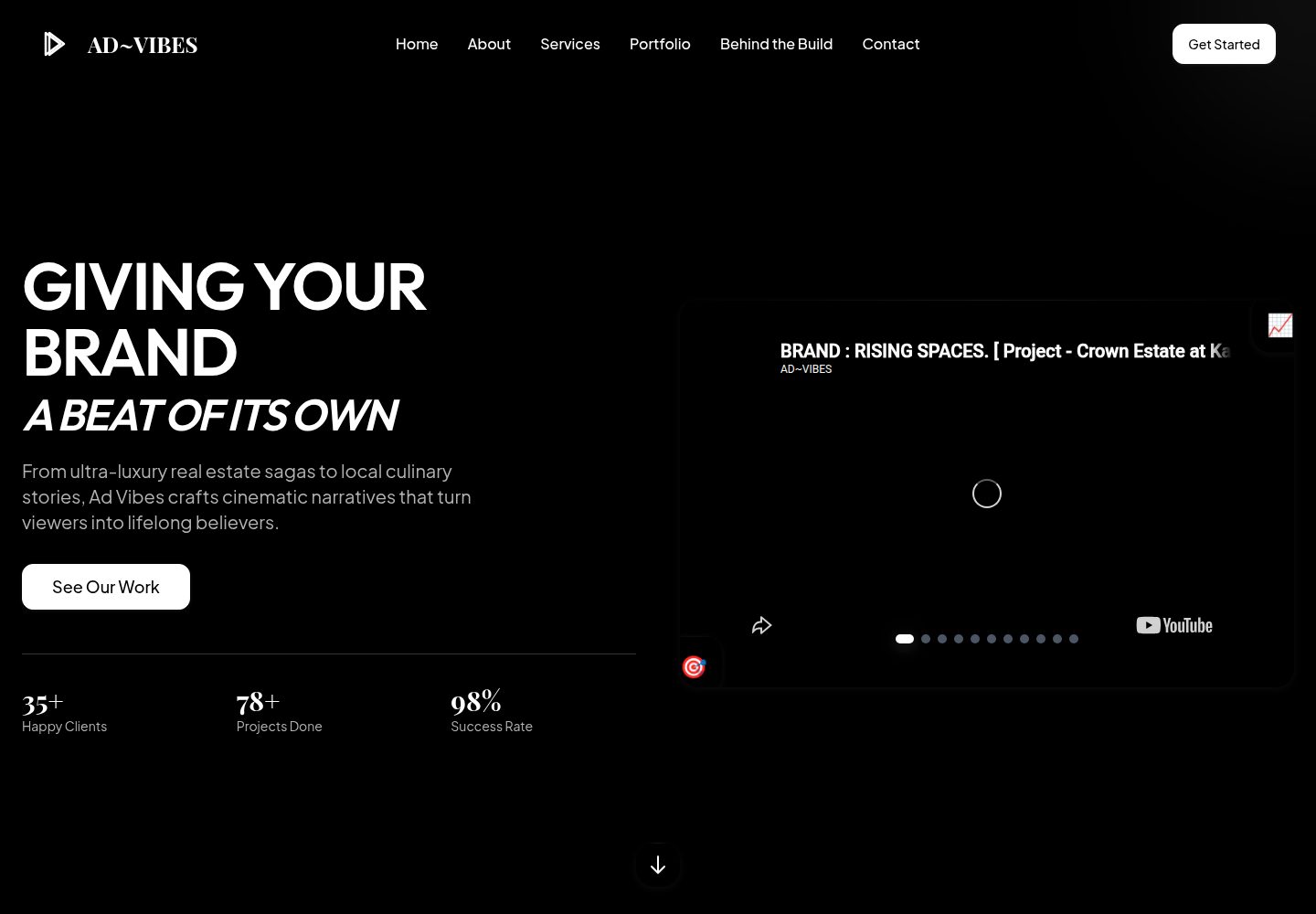 AD~VIBES public website screenshot