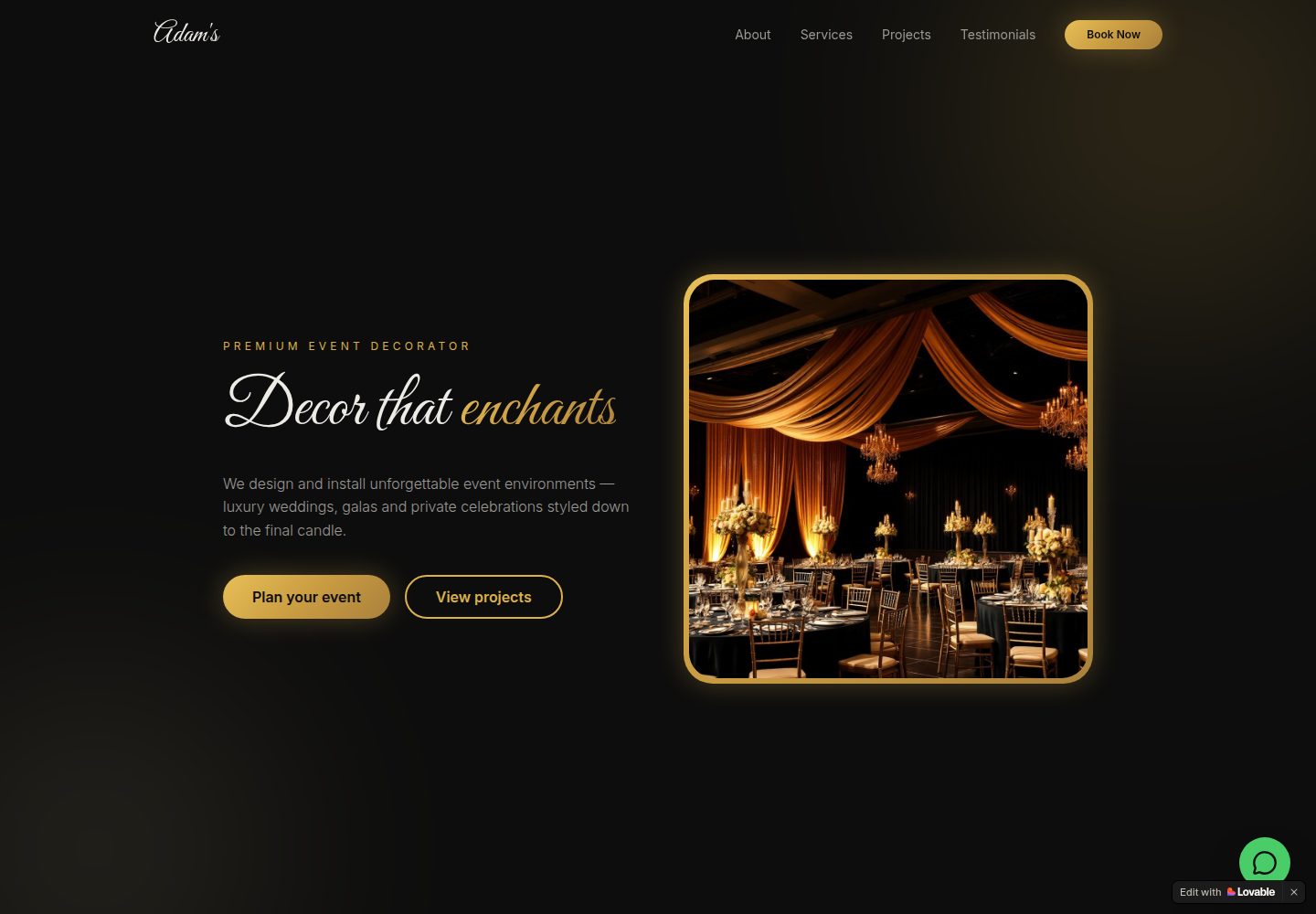 Adam's public website screenshot