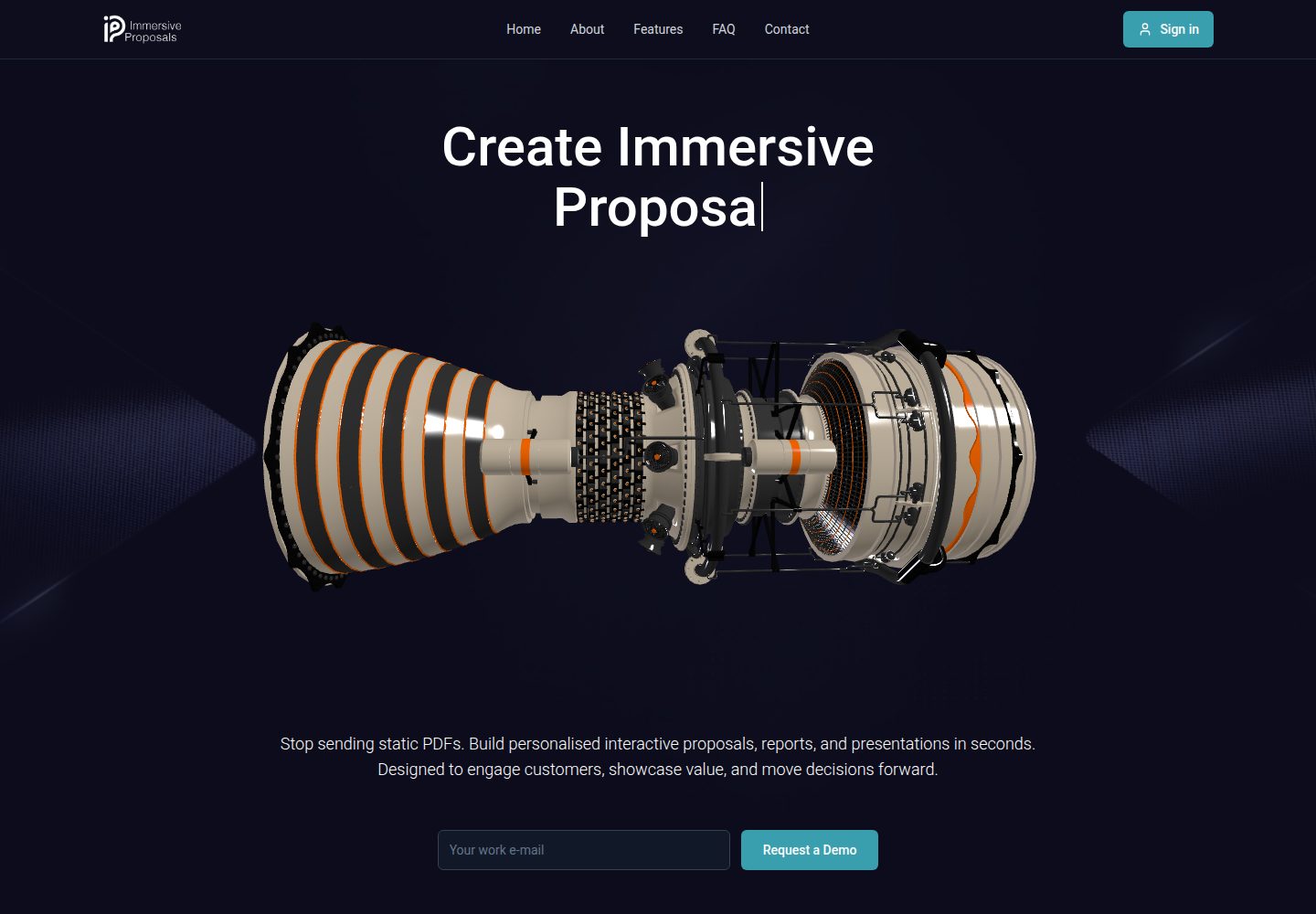 Immersive Proposals public website screenshot