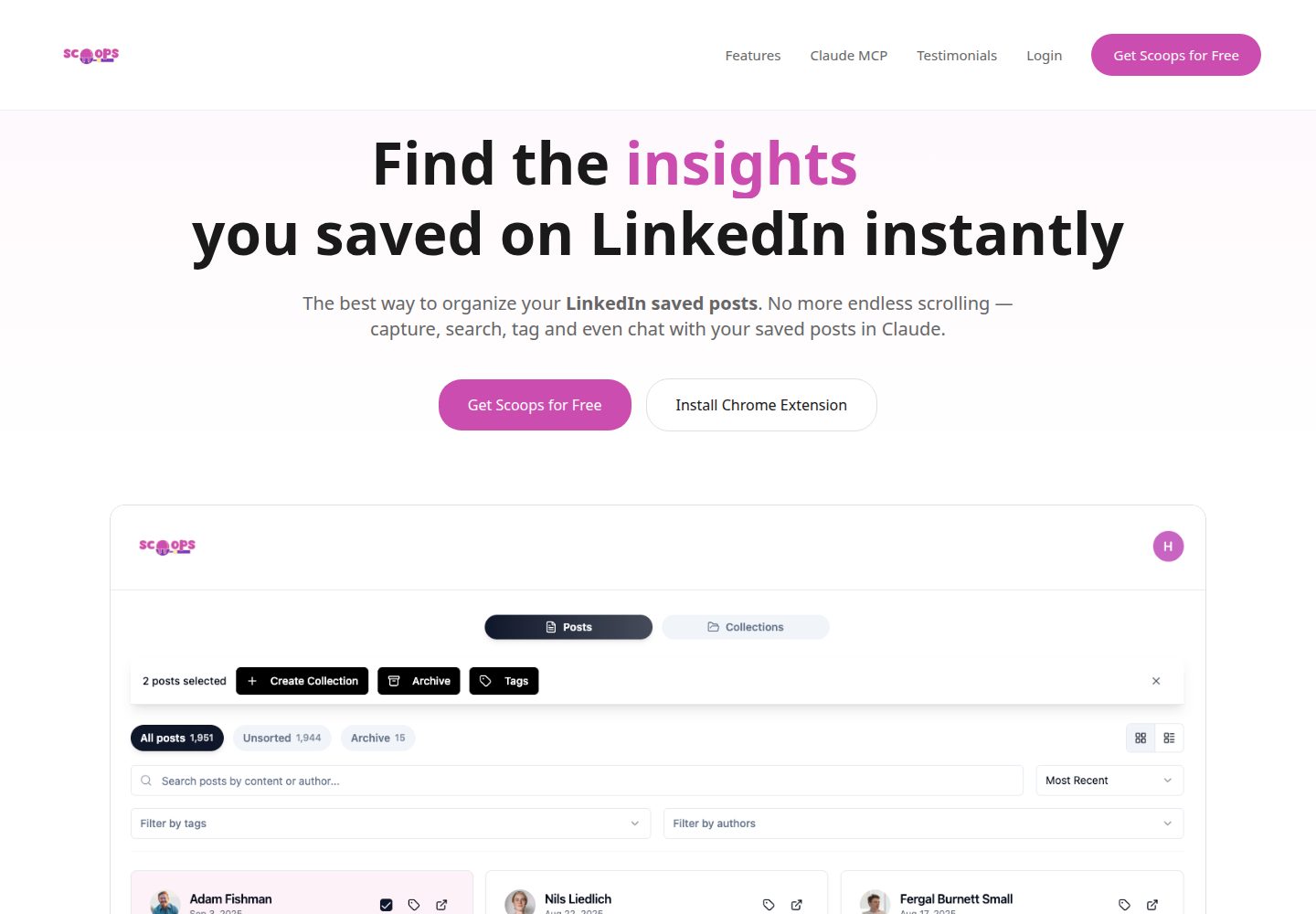 Scoops public website screenshot